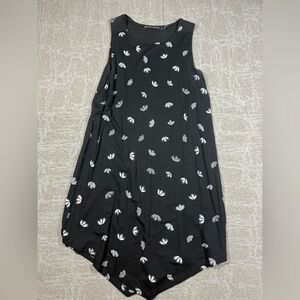 Gudrun Sjoden Pattern Black Mini Asymmetric Sleeveless Swedish Dress Sz Small